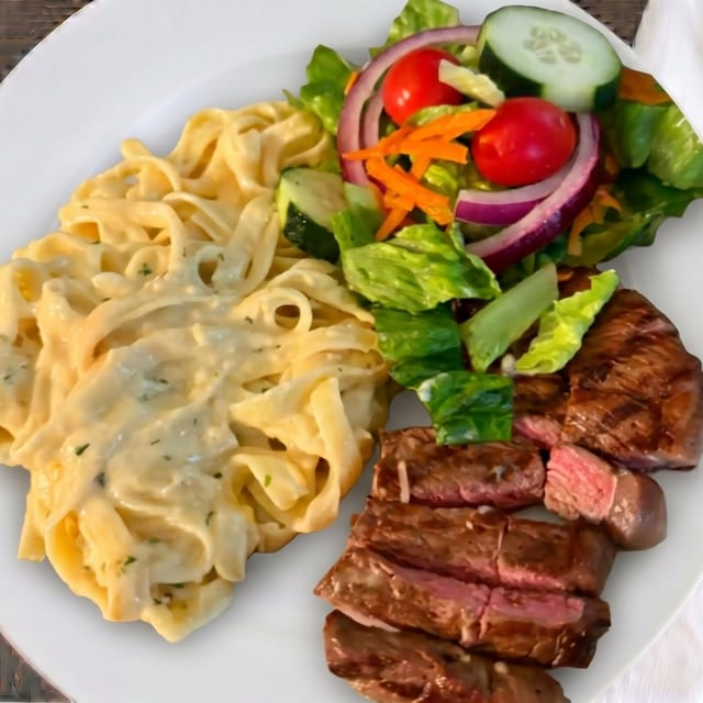 New York Steak & Fettuccine.